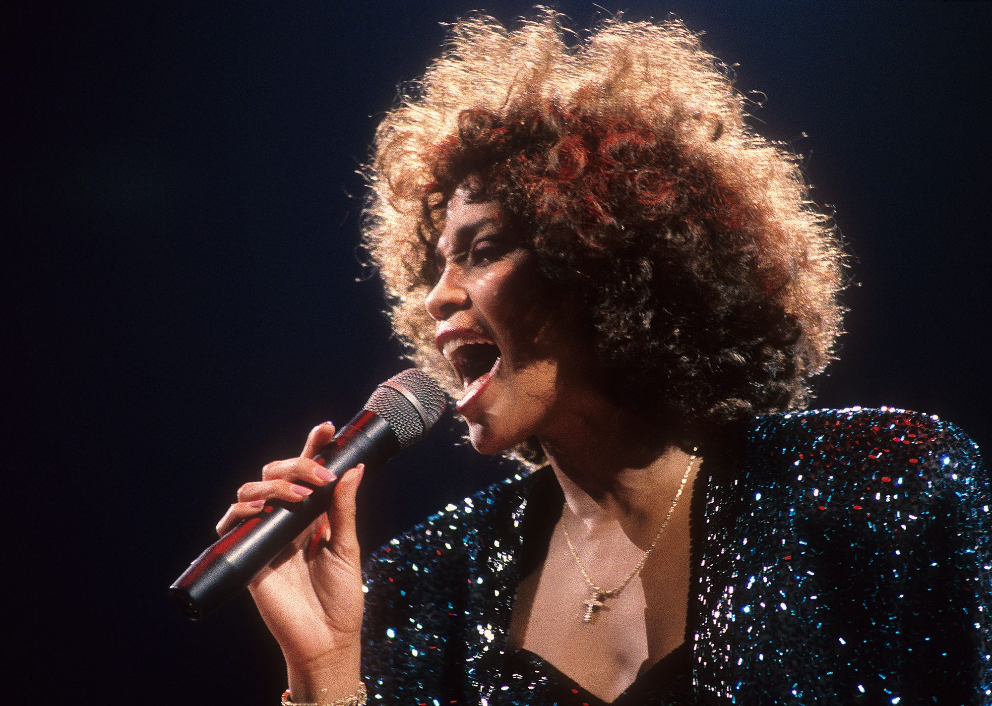 Whitney Houston in concert at Madison Square Garden in New York City, NY on September 8, 1987.