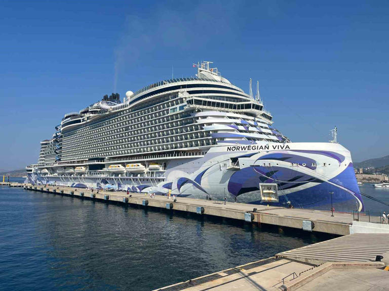 MUĞLA’NIN BODRUM İLÇESİNE GELEN NORWEGİAN VİVA ADLI YOLCU GEMİSİ, 3 BİN 581 YOLCU GETİRDİ.