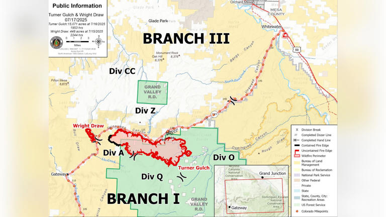 Turner Gulch Fire in western Colorado grows to over 15,000 acres, 9% ...