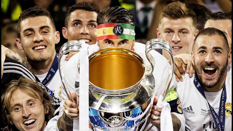 Sergio Ramos (center) won four Champions League titles with Real Madrid. | IMAGO/ANP