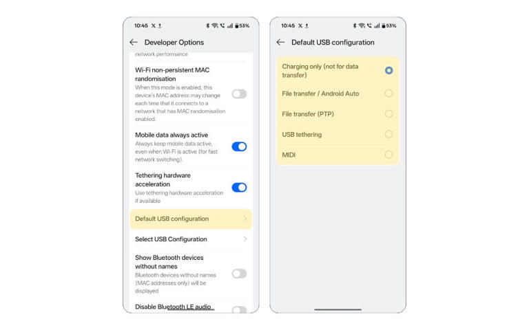 Set default USB configuration