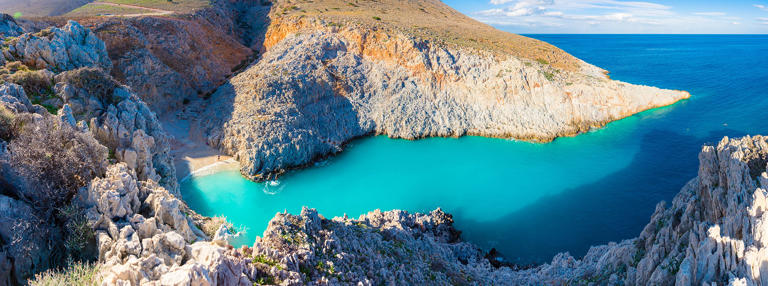 Seitan limania or Agiou Stefanou, the heavenly beach with turquoise water. Chania, Akrotiri, Crete, Greece.