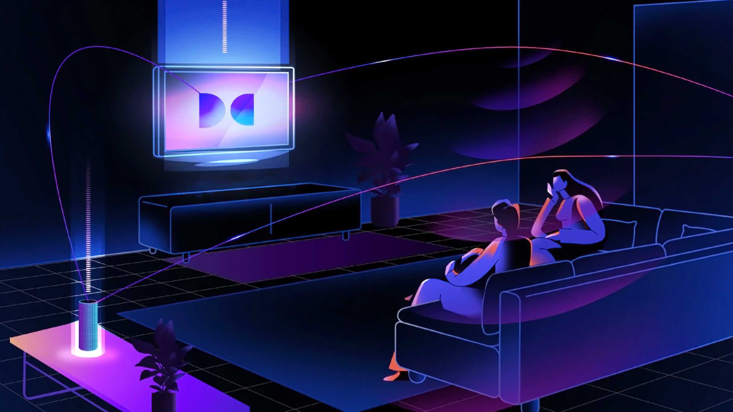 A graphic simulating Dolby Atmos FlexConnect.