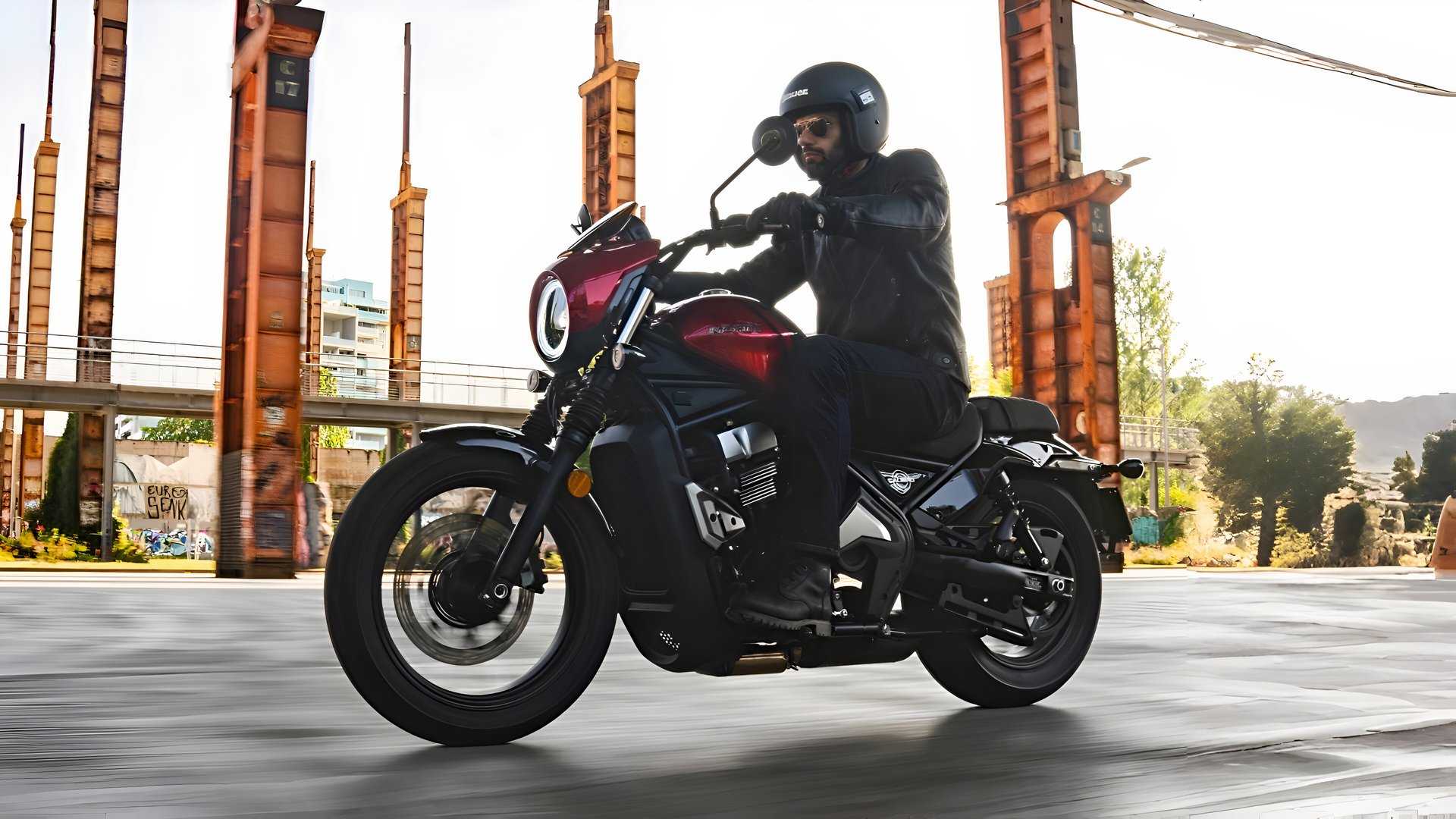 2025 Moto Morini Calibro 700 acclerating front third quarter view