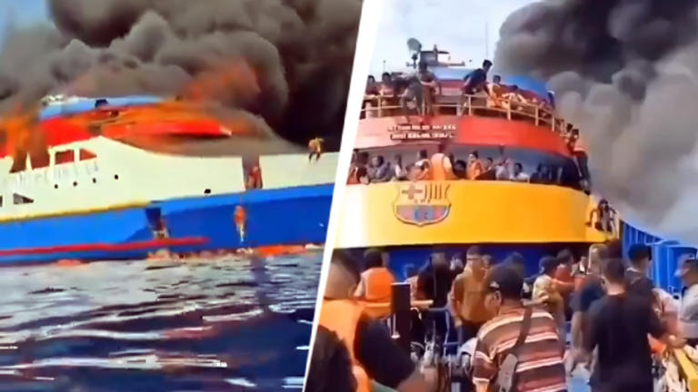 3 dead as Indonesian ferry with 280 onboard catches fire, passengers leap into  sea