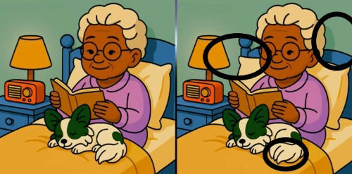 Spot the 3 Differences in Old Lady Reading A Book Beat the 27-Second ...