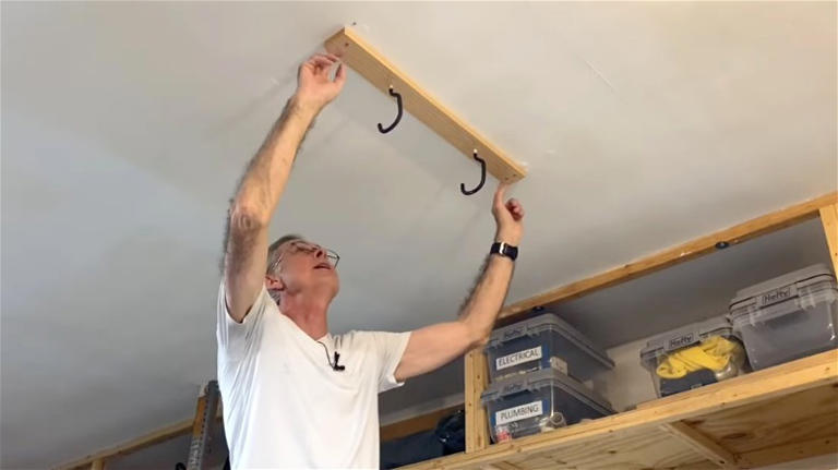How To DIY A Large Ladder Storage Rack For The Garage