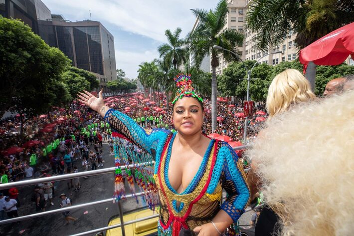 Preta Gil em seu 11º ano de desfile com o Bloco da Preta, em 2020 Foto: