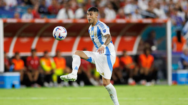 Exequiel Palacios is a regular for Argentina. | Nathan Ray Seebeck-Imagn Images