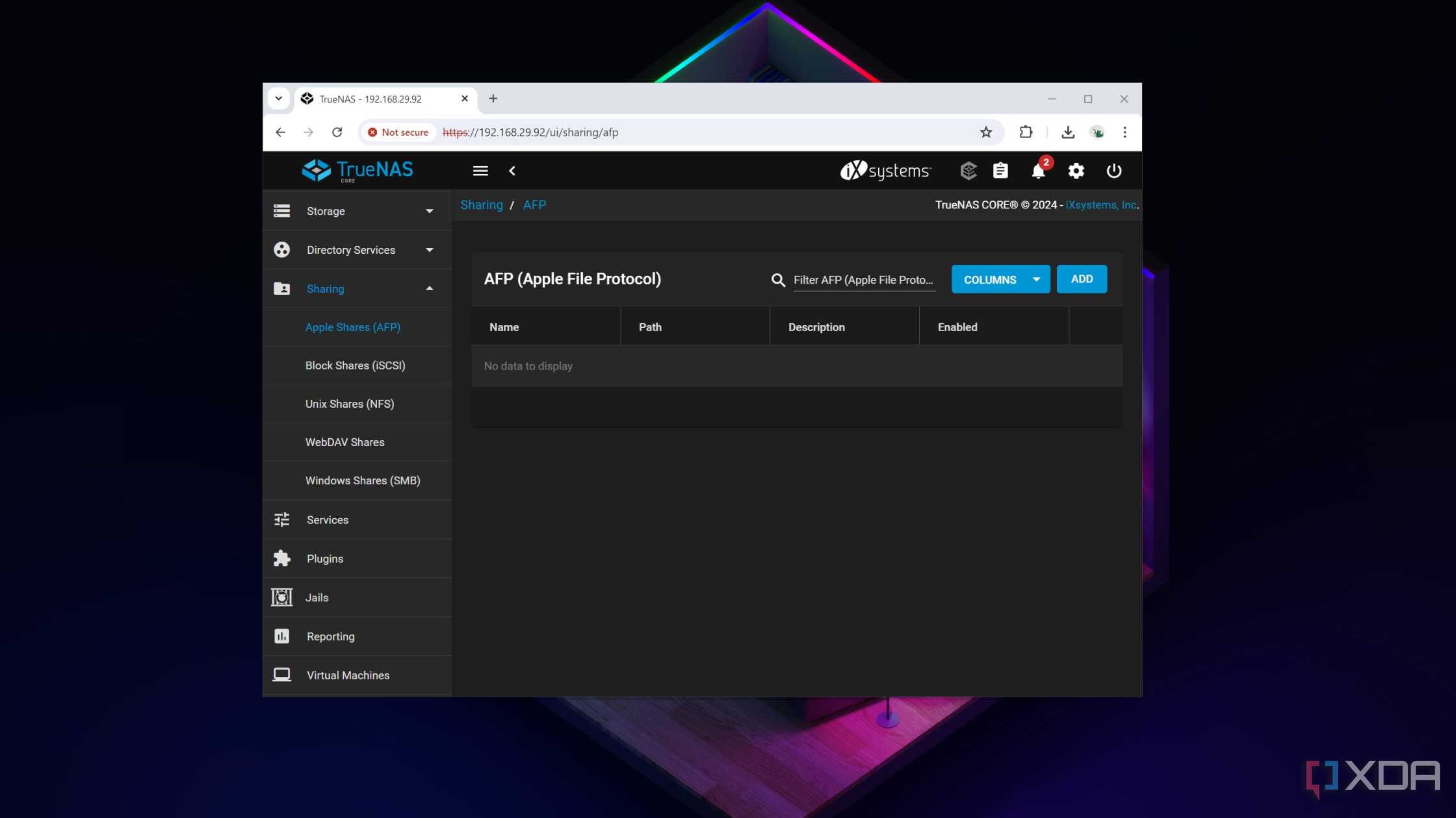 The Apple File Protocol page in the TrueNAS Scale web UI