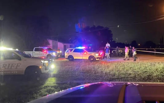 Officers at the scene of the incident on July 4 at the Prairieland Detention Centre in Alvarado, Texas