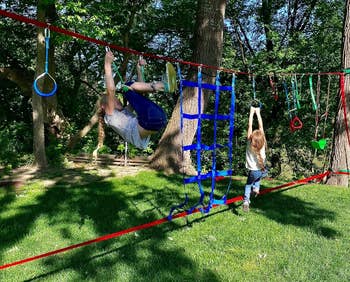 two kids on the ropes course