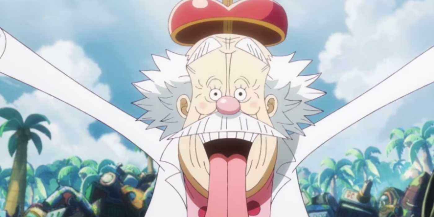 Dr. Vegapunk smiles after welcoming Luffy to Egghead in One Piece.