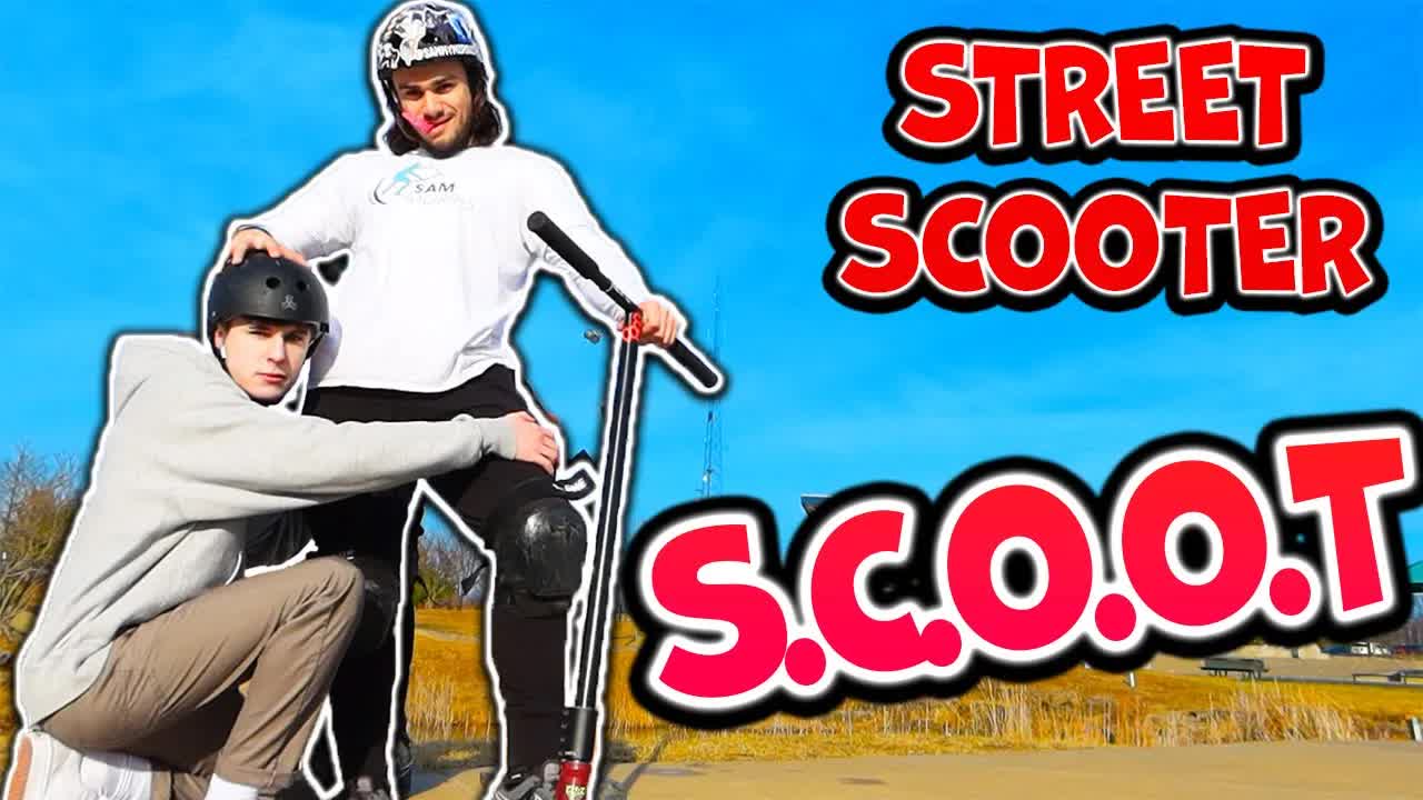 Park Riders Play Scoot On A Street Scooter 