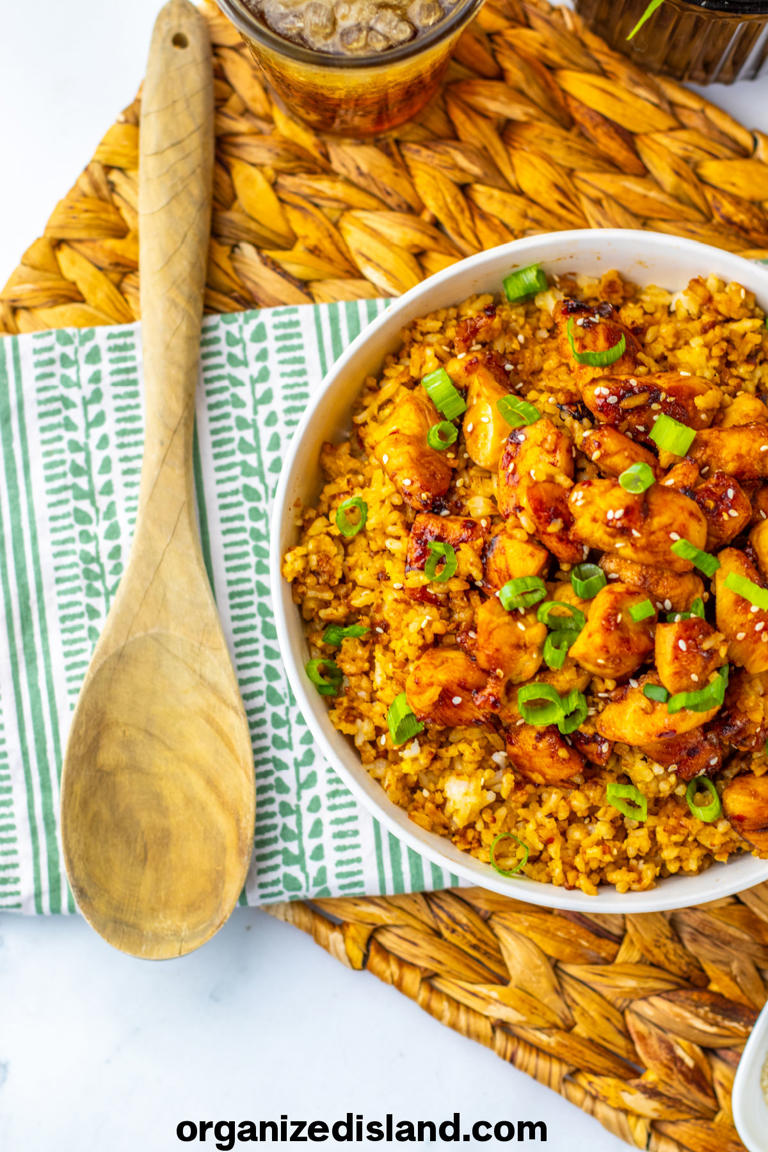 BBQ chicken fried rice one pot dinner recipe