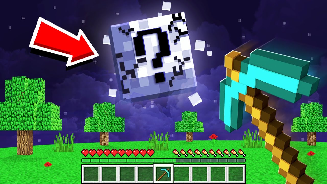 Mining space lucky blocks on the moon in Minecraft!
