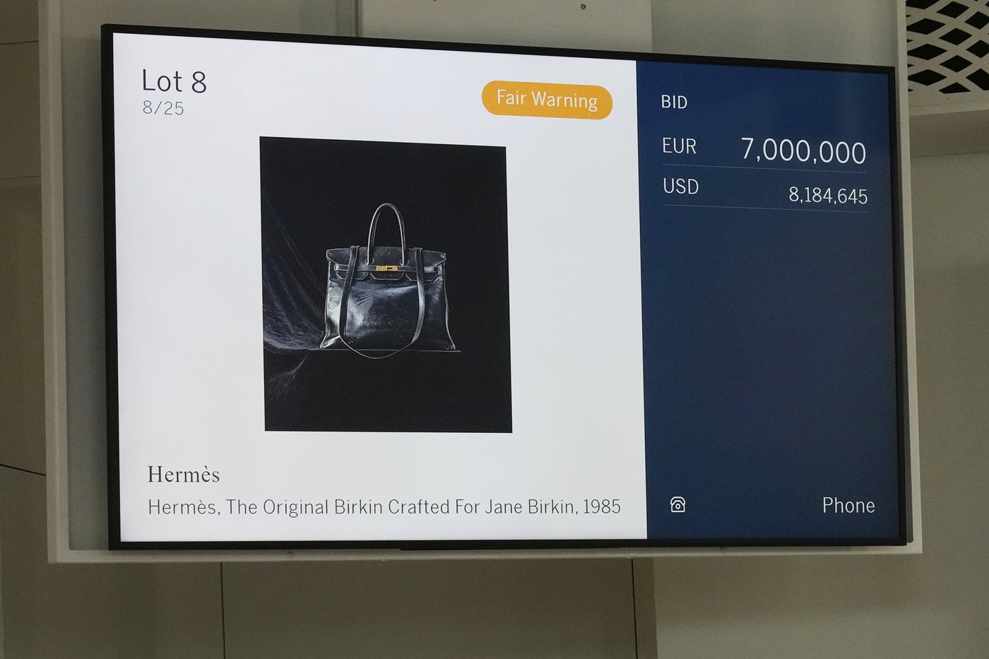 Jane Birkin's original Hermès bag sells at auction for a staggering 8.6 million euros