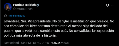 Patricia Bullrich criticó duramente a Victoria Villarruel.
