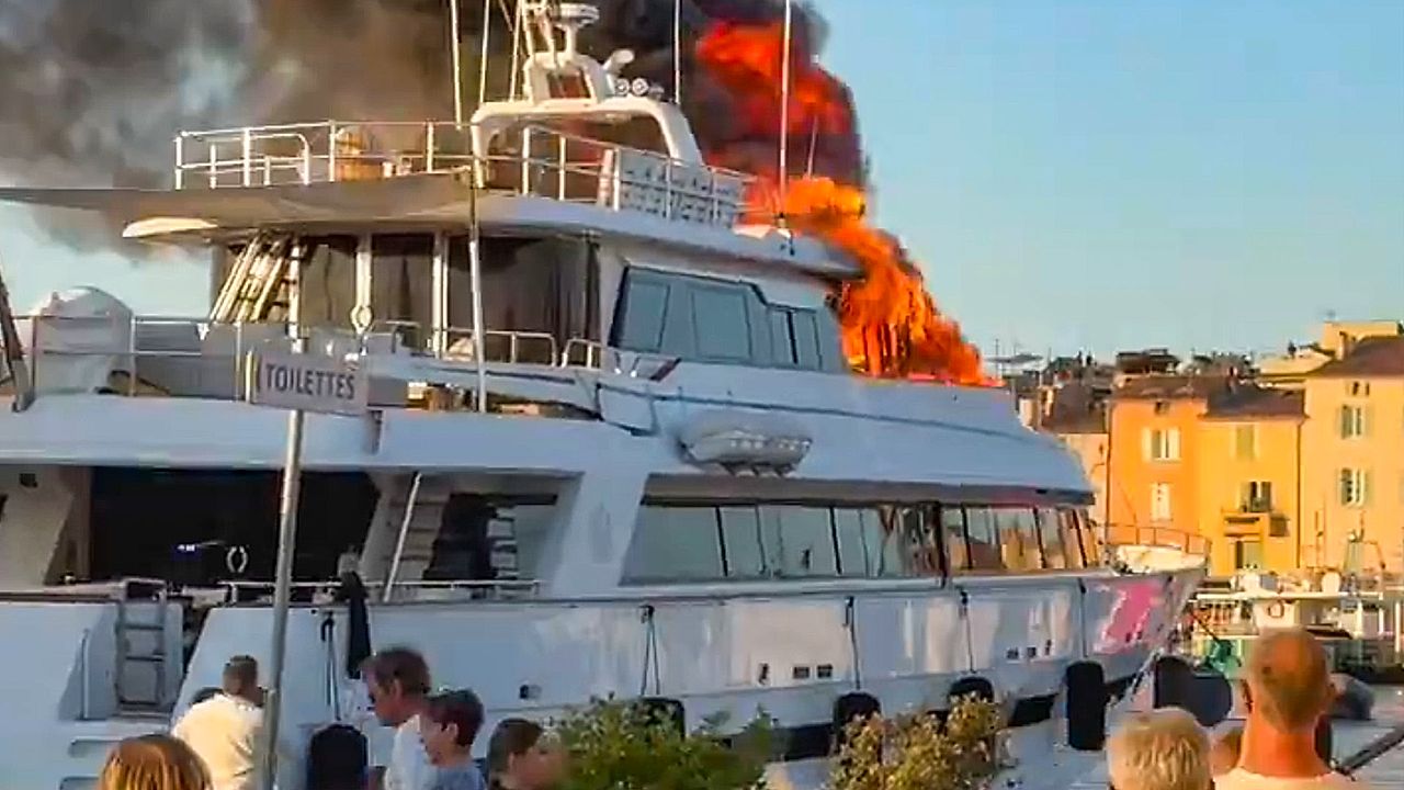 135foot luxury superyacht goes up in flames while docked in SaintTropez