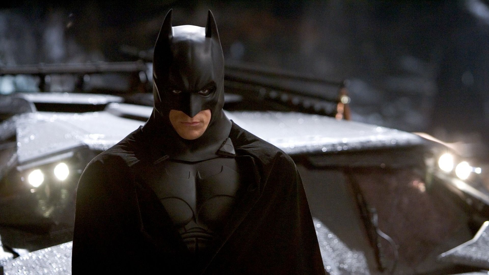 Christian Bale as Batman in one of the best superhero movies, Batman Begins.