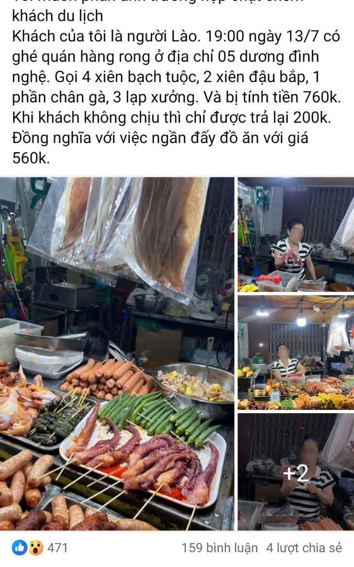 Thông tin chặt chém khách Lào mà anh H. đăng trên mạng xã hội - Ảnh: Q.H.