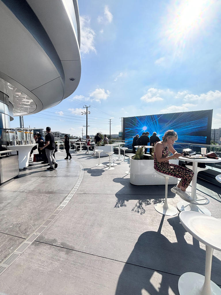 Customers at the Tesla Diner. (Angela Yang / NBC News)