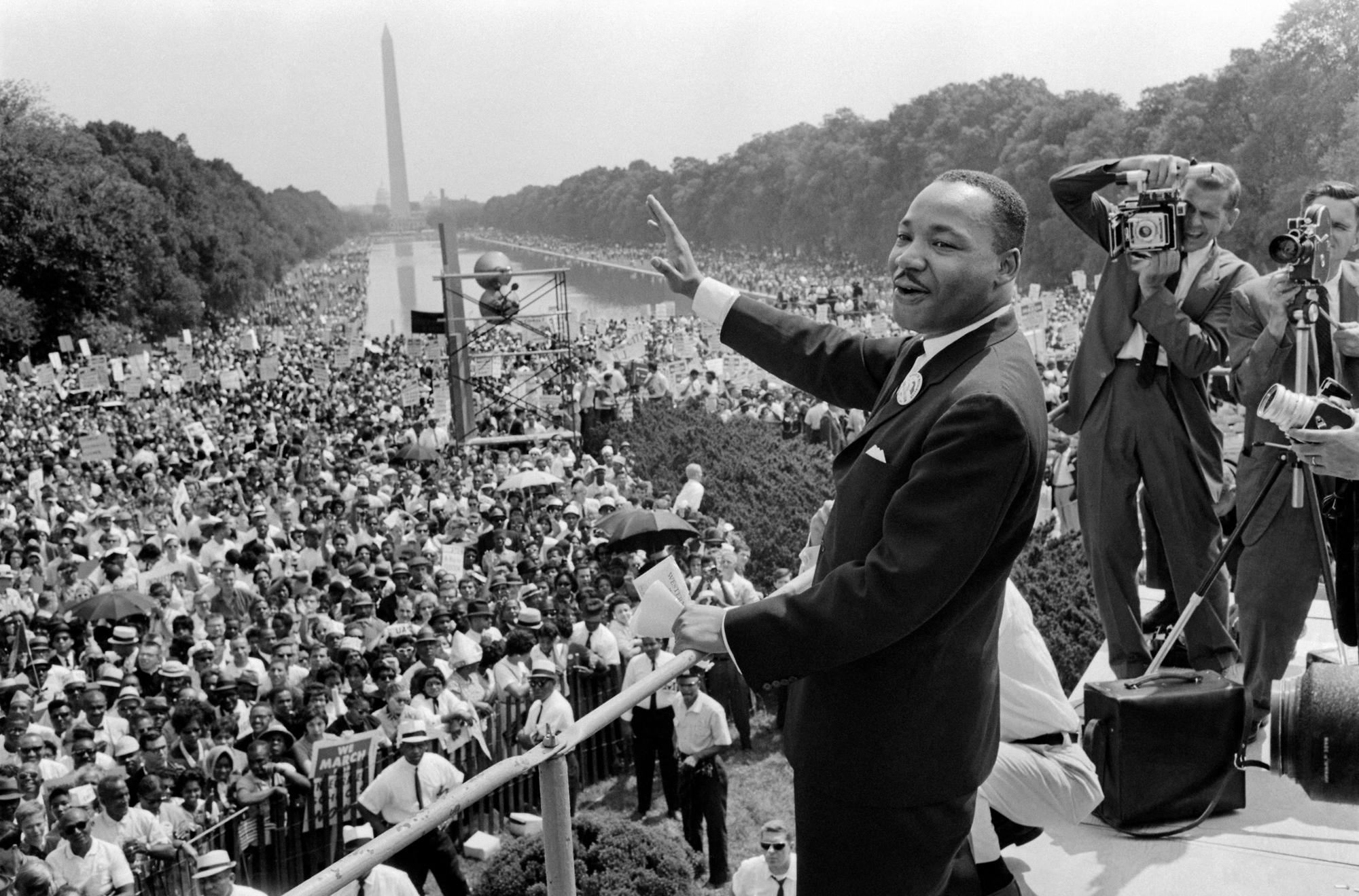 Martin Luther King, le 28 août 1963 à Washington, lors de la « March on Washington ». 