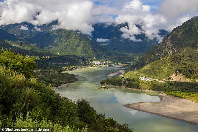 Yarlung Zangbo Grand Canyon and River as seen from Nyingchi, Tibet, China