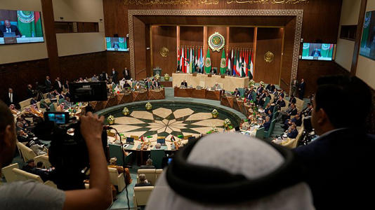 Arab foreign ministers meet to hand over the presidency of the Arab League Council to Morocco at the Arab League headquarters in Cairo, Egypt, 6 September 2023