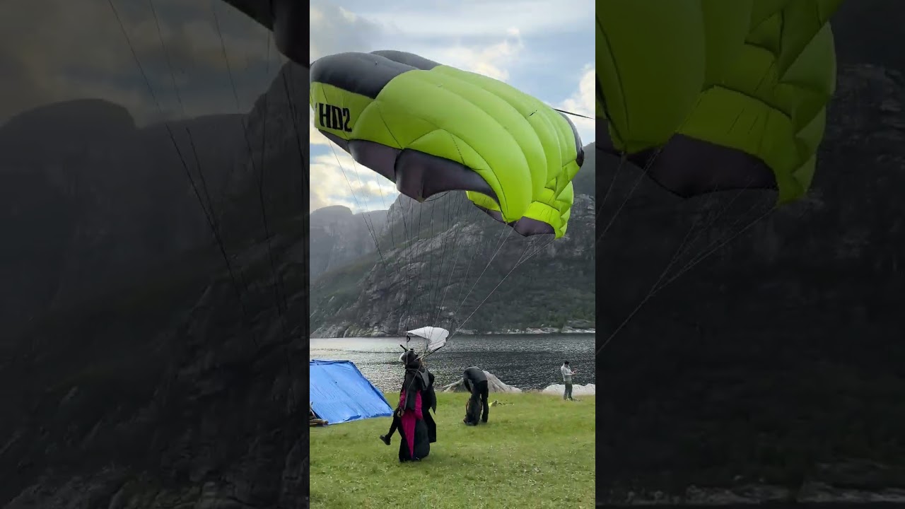 BASE jumper landing