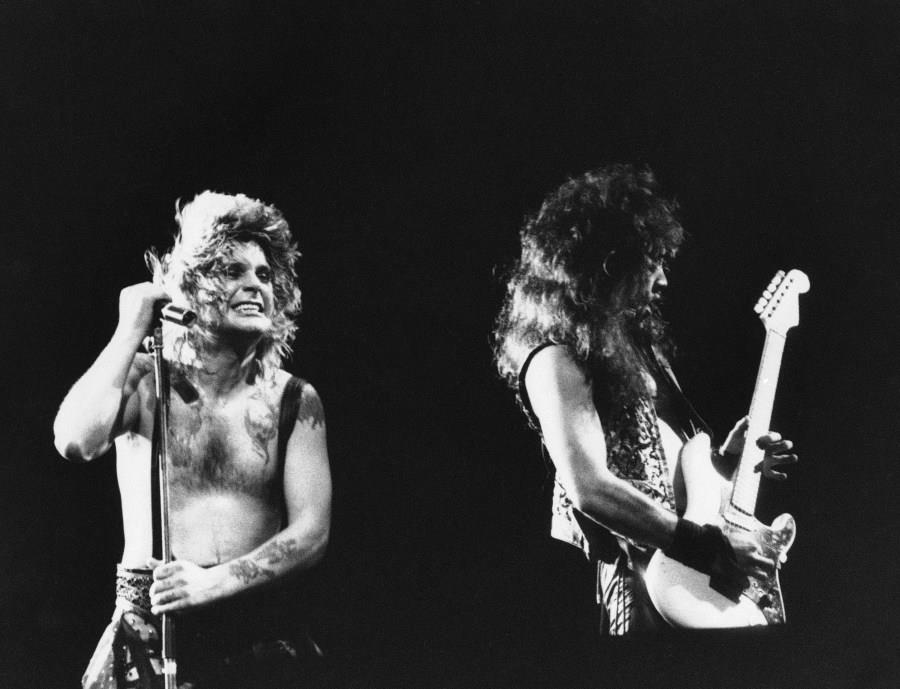 British rock star Ozzy Osbourne, left, known for the Gothic and horror themes he uses in his act, performs, Jan. 17, 1985 at the Rock in Rio music festival in Brazil. (AP Photo)