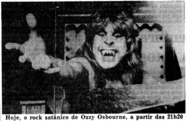 "Rock satânico": Ozzy Osbourne no Estadão de 16 de janeiro de 1985. Foto: Acervo Estadão