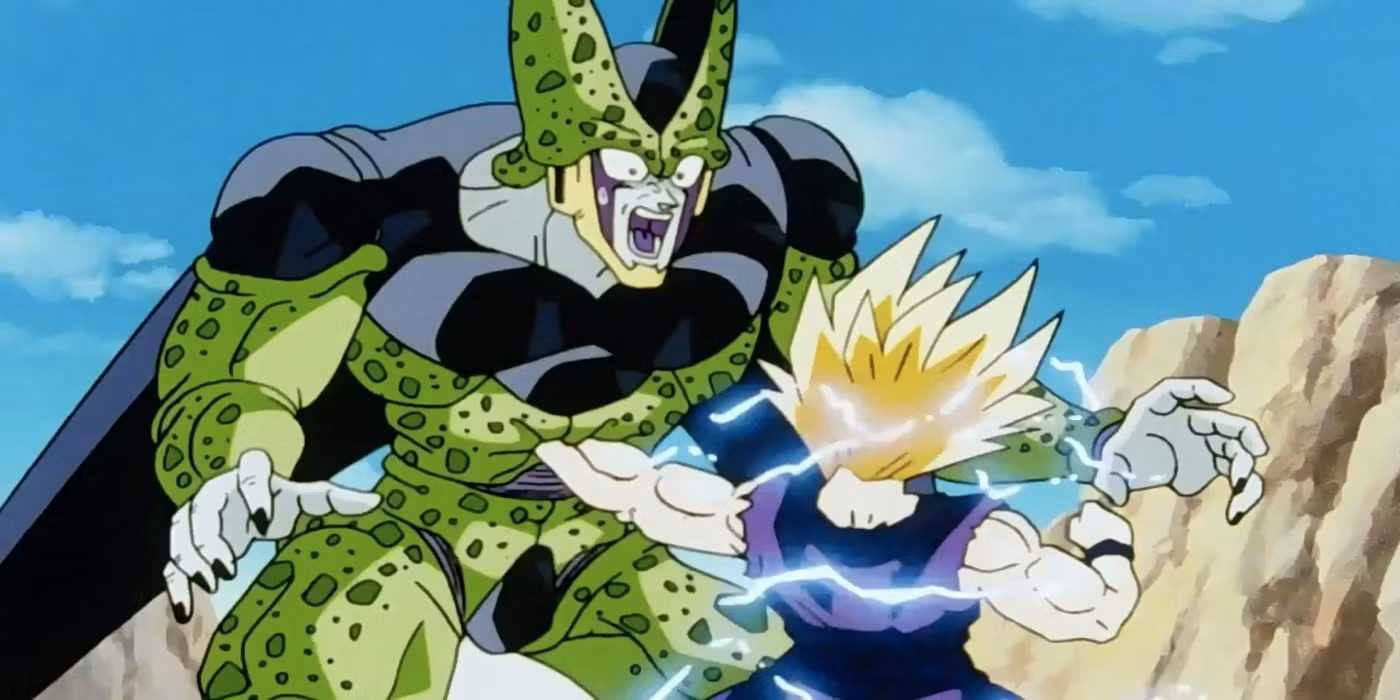 Gohan fights Cell in Dragon Ball Z