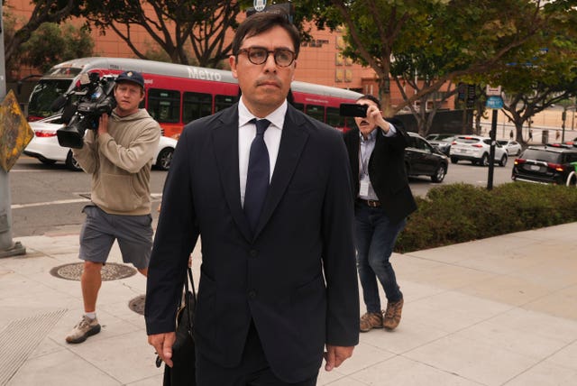 Dr Salvador Plasencia leaves court in Los Angeles, after pleading guilty to giving ketamine to Matthew Perry, leading up to the actor’s 2023 overdose death (Damian Dovarganes/AP)
