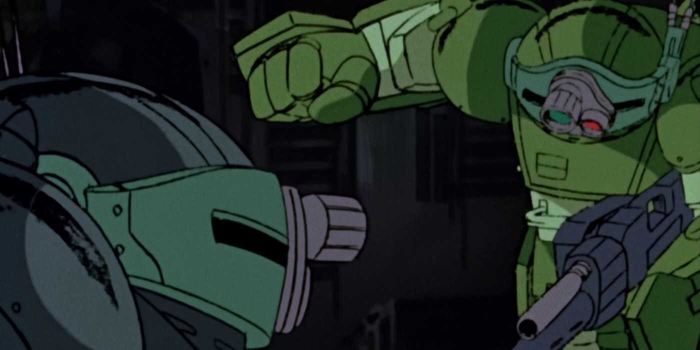 A mecha fight in Armored Trooper Votoms.