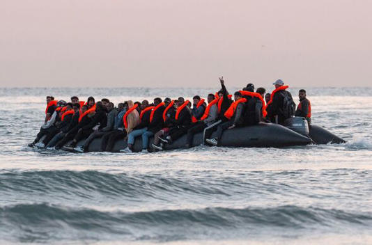 Migrants attempting to cross the English Channel