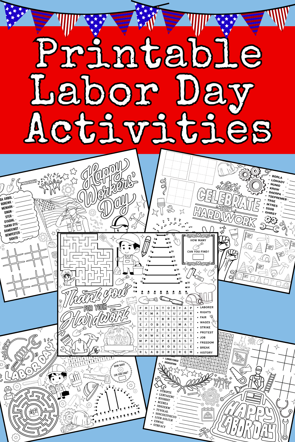 5 Printable Labor Day Activities Pages for Kids (Plus an Answer Key!)