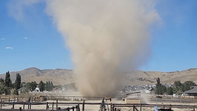 'Biggest One I've Seen': Massive Dust Devil Swirls at Utah Ranch
