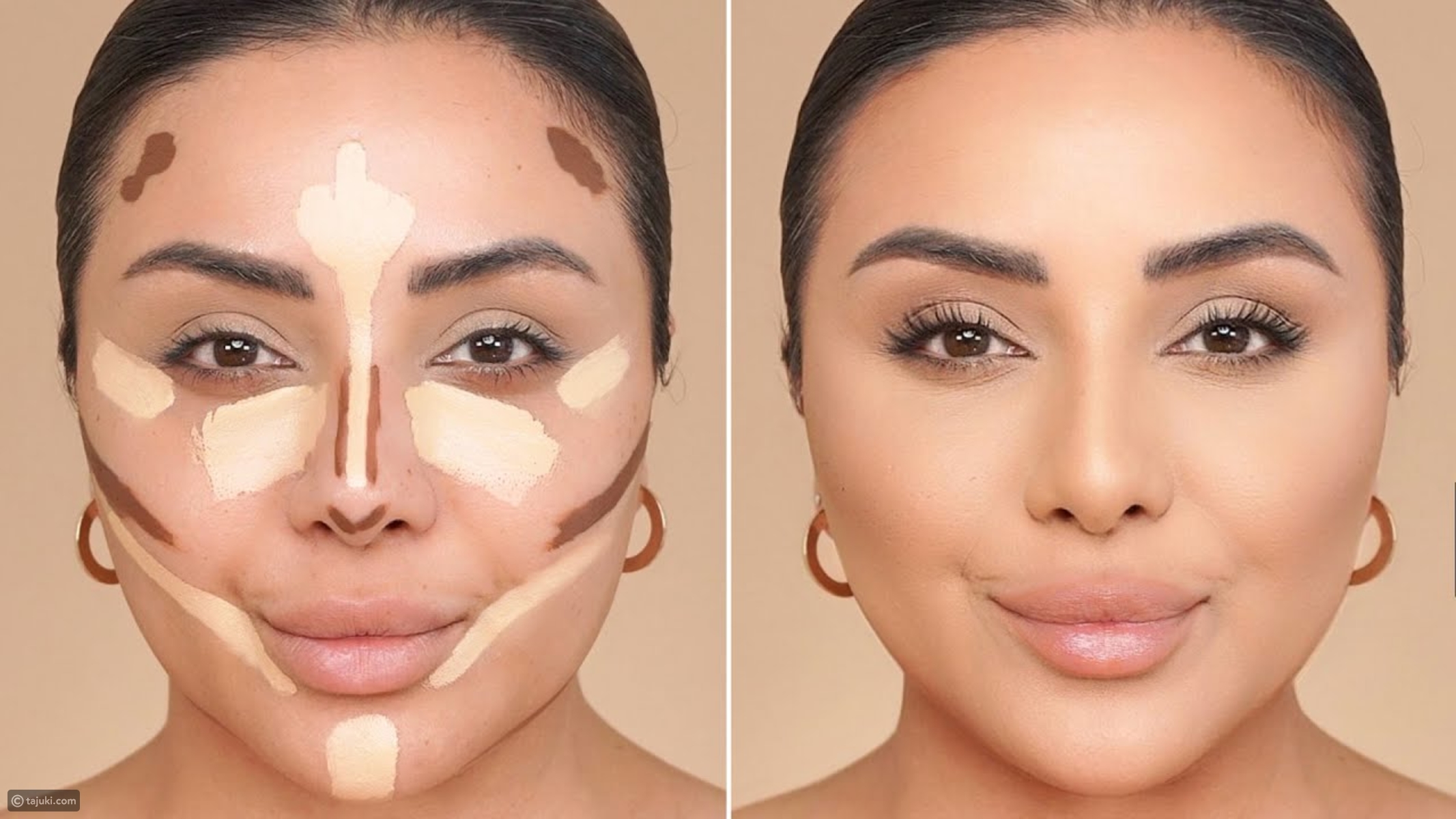 صورة بها فتاة قبل وبعد الكونتور