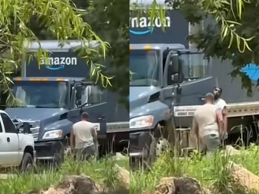 Man Challenges Black Amazon Driver to a Fight on the Road, Then the ...