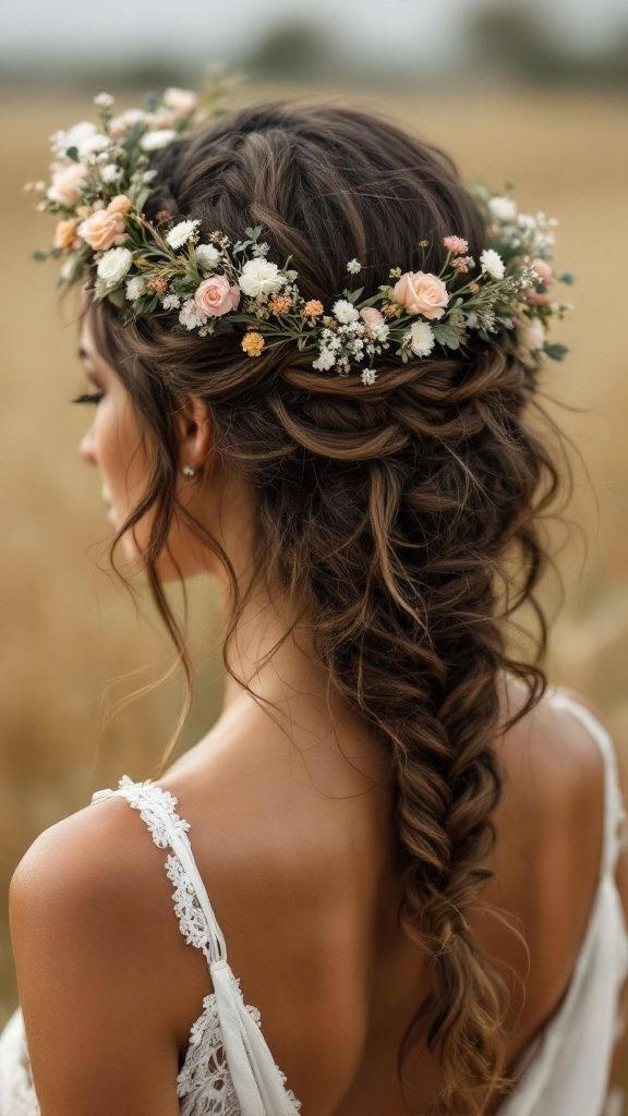5 ide styling rambut panjang dengan flower crown, tampil anggun