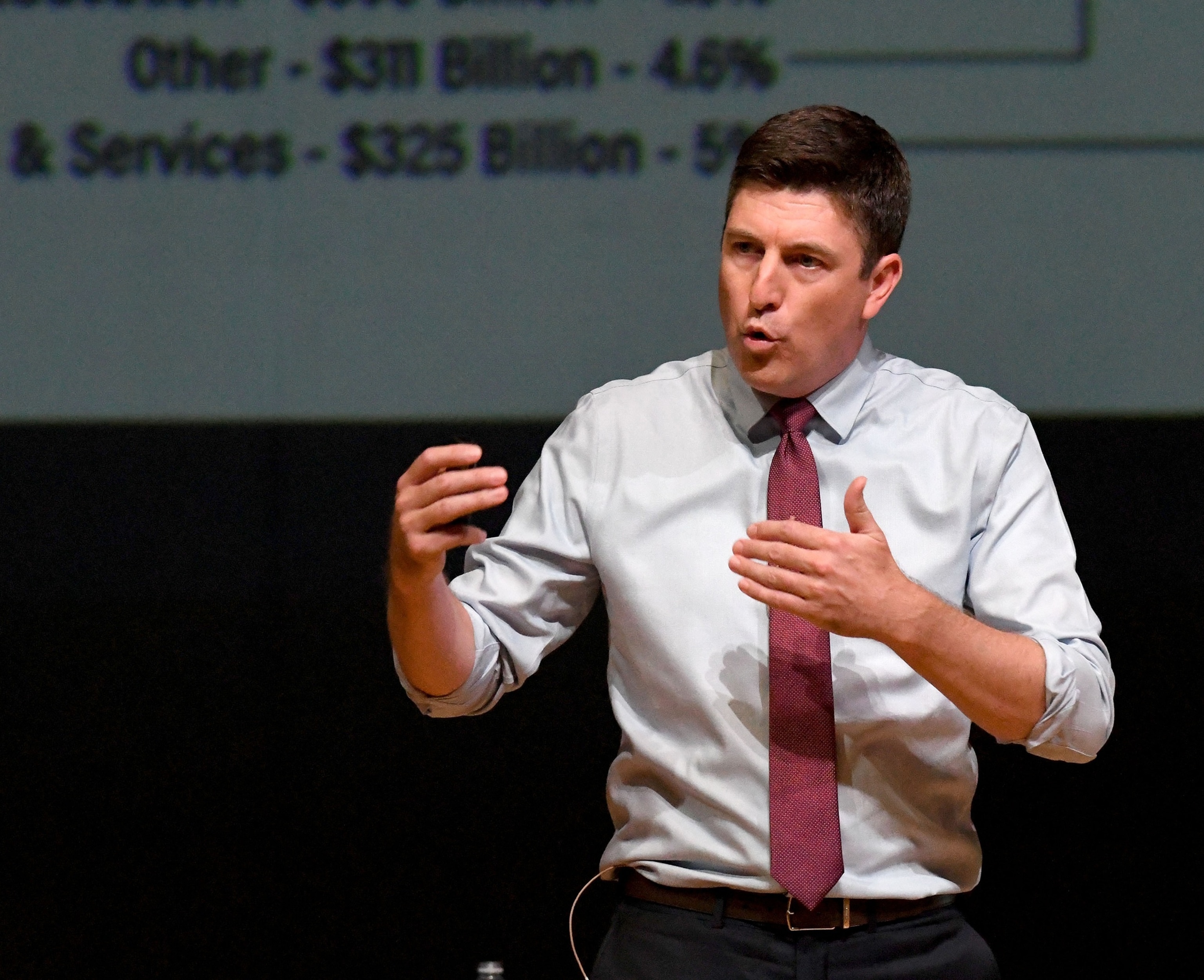Mark Hertzberg/Zuma Press Wire/Shutterstock - PHOTO: First District Congressman Bryan Steil holds an in-person listening session at Elkhorn High School in Elkhorn, Wisconsin, July 31, 2025.
