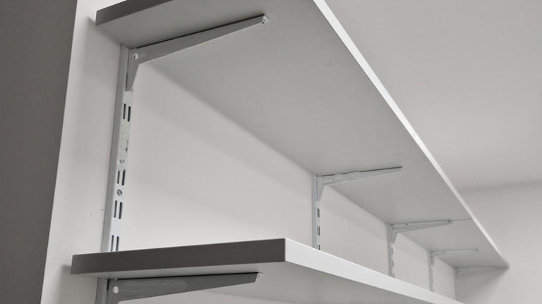 Shelves mounted on a wall