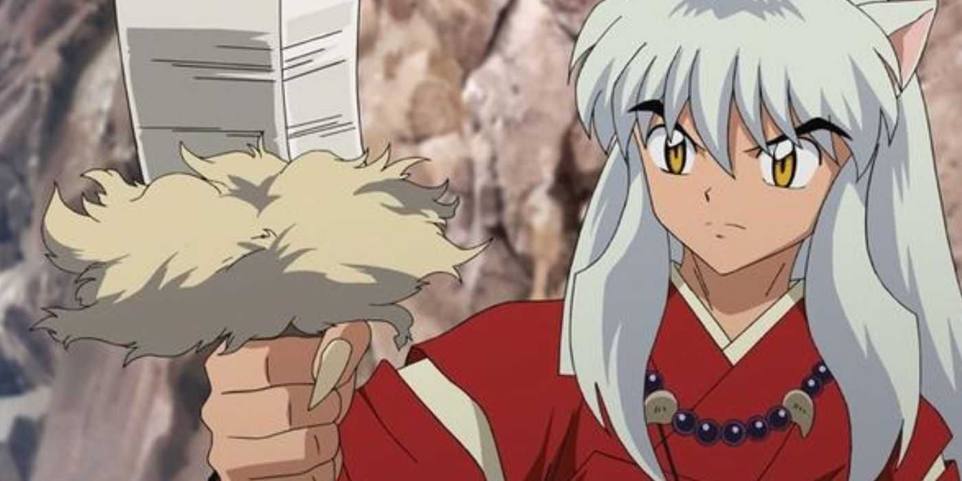 Inuyasha holding Tessaiga in the anime Inuyasha.