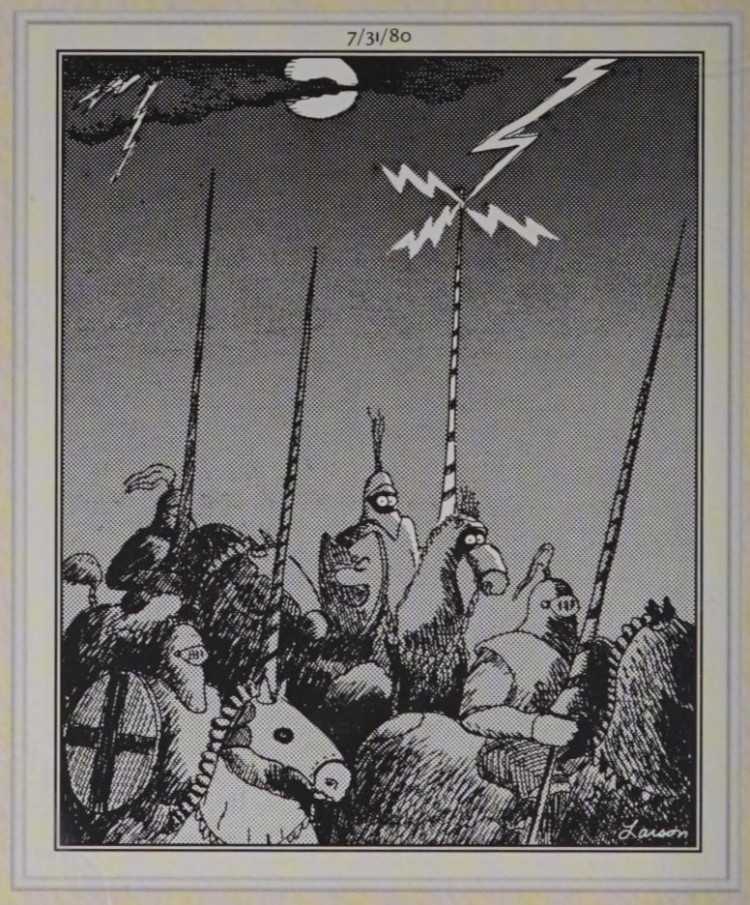 A knight struck by lightning