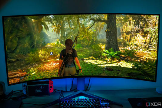 LG UltraGear 45GR95QE running Tomb Raider