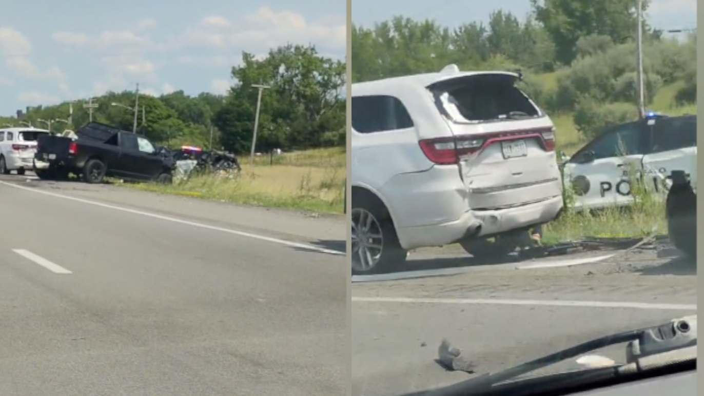 Buffalo Police vehicle involved in three car accident on Skyway