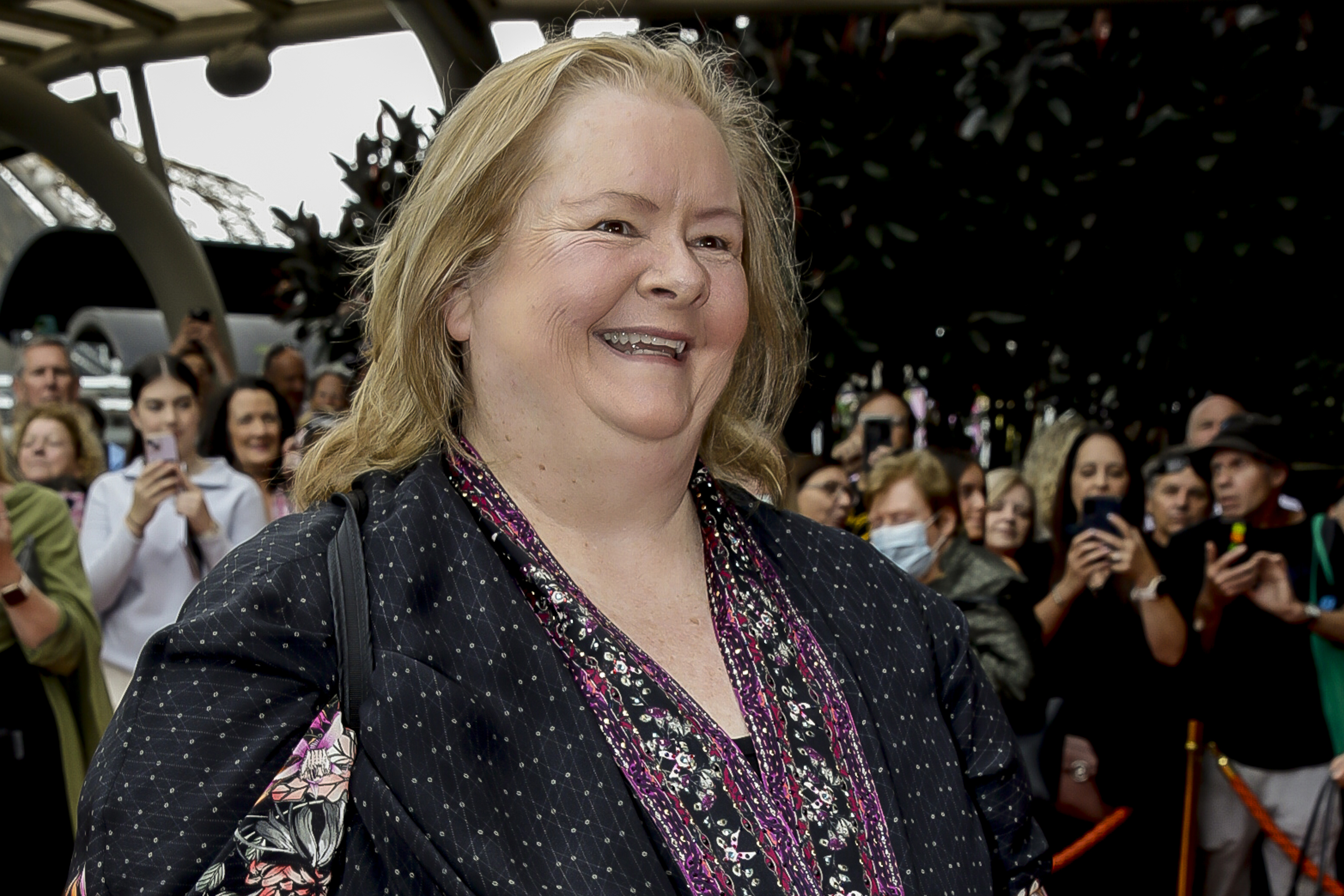 MELBOURNE, AUSTRALIA - FEBRUARY 26: Magda Szubanski arrives at State Memorial Service for Olivia Newton-John at Hamer Hall on February 26, 2023 in Melbourne, Australia. (Photo by Sam Tabone/Getty Images)