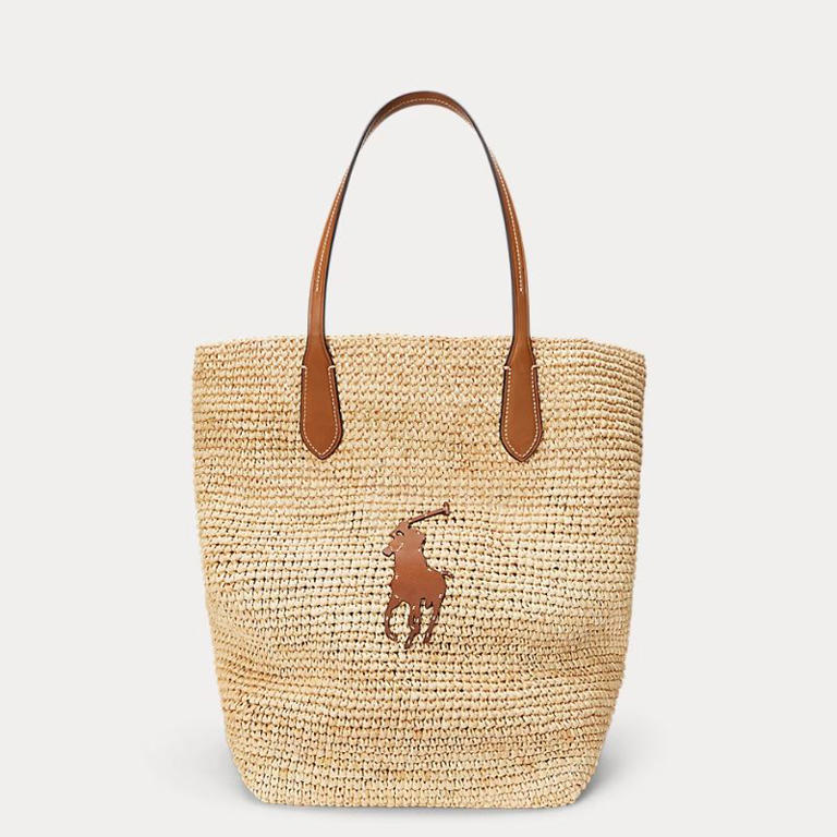 【編みの美しさが際立つ】Ralph Lauren Braided Raffia Tote Ralph Lauren Collection Medium Ralph Braided Raffia Tote Bag
