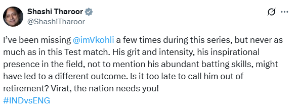 IND vs ENG 5th Test: 'Is it too late to call him out of retirement ...